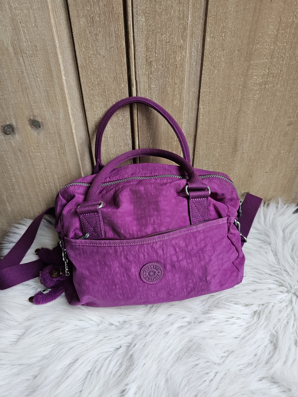 Kipling PURPLE WINE Nylon Shoulder Satchel